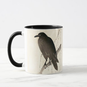 Taza Esbozo japonés de un cuervo