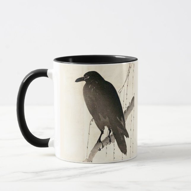 Taza Esbozo japonés de un cuervo (Izquierda)