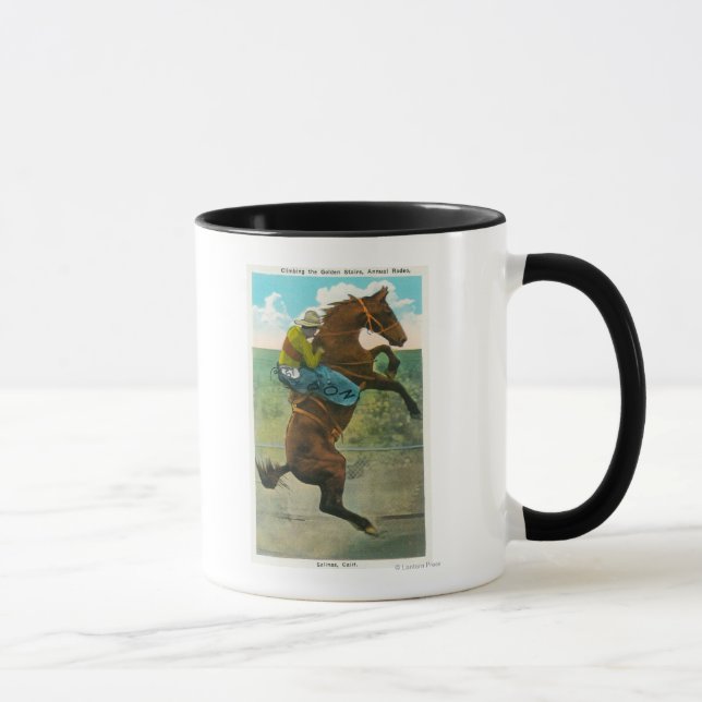 Taza Escalando las escaleras doradas en el rodeo anual (Derecha)