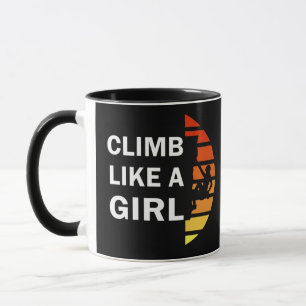 Taza Escalar como una mujer escaladora de roca chica