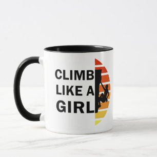 Taza Escalar como una mujer escaladora de roca chica