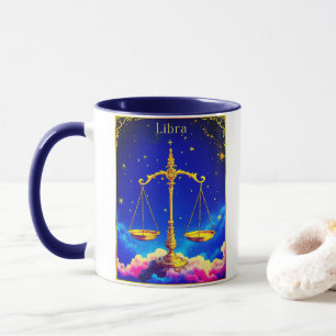 Taza Escalas del Zodiaco Libra en un Cielo Lleno de Est