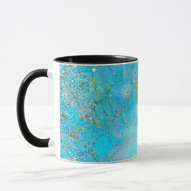 Taza Escamas de Sirena Brillantes Perla Iridescente Pre (Izquierda)
