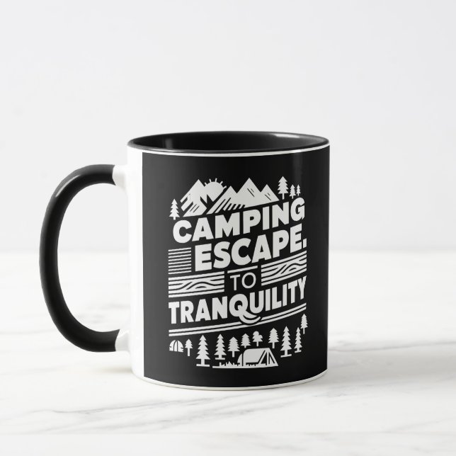 Taza Escapar de camping a la tranquilidad, barro negro (Izquierda)
