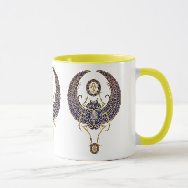 Taza Escarabajo egipcio con alas con Ankh - azul del (Derecha)