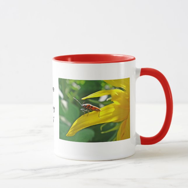 Taza escarabajo rojo en girasol (Derecha)