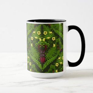 Taza Escarabajo y helechos, hojas verdes