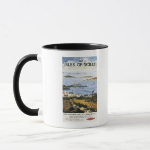 Taza Escena aérea del poster del ferrocarril de la