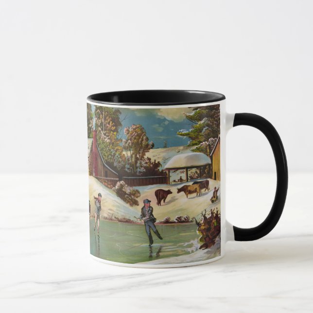 Taza Escena americana del navidad de la vida del (Derecha)