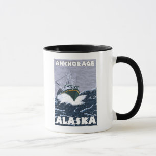 Taza Escena de barcos pesqueros - Anchorage, Alaska