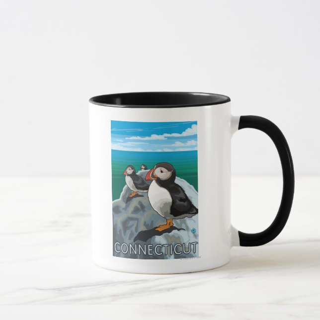 Taza Escena de ConnecticutPuffins (Derecha)