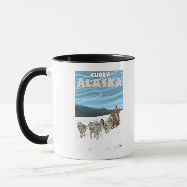 Taza Escena de duelo de perro - Curry, Alaska (Izquierda)
