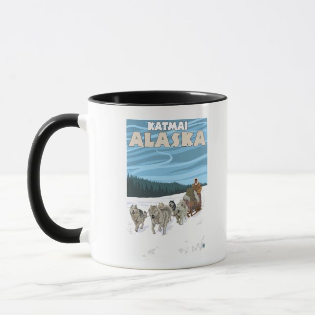 Taza Escena de duelo de perro - Katmai, Alaska (Izquierda)