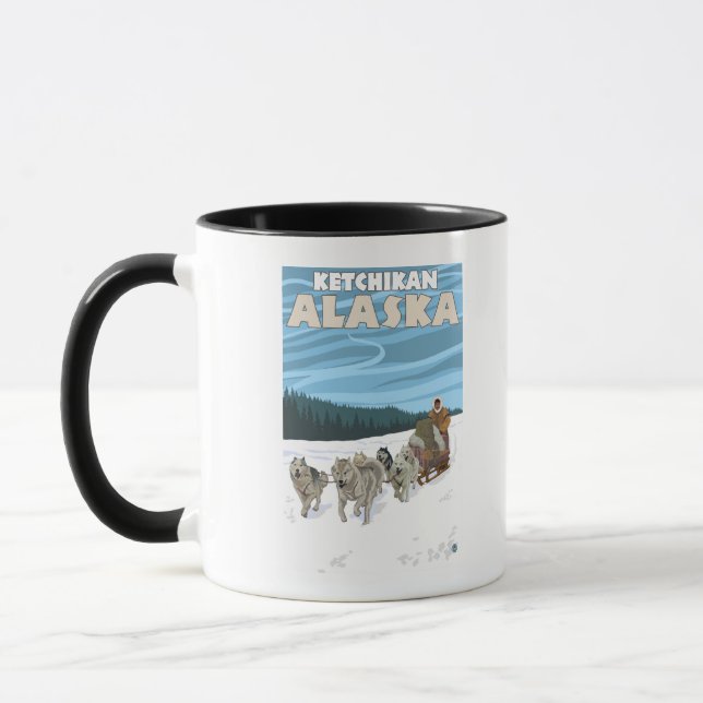 Taza Escena de duelo de perro - Ketchikan, Alaska (Izquierda)
