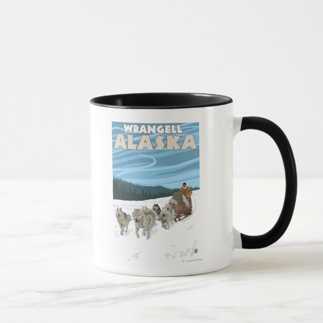 Taza Escena de duelo de perro - Wrangell, Alaska (Derecha)