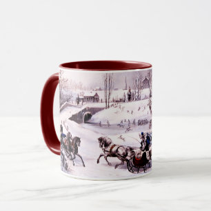 Taza Escena De Invierno Vintage. Regalo de Navidades Be