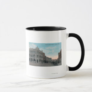 Taza Escena de la calle principal con los carros del