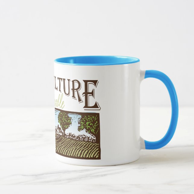 Taza Escena de la granja de la agricultura sostenible (Derecha)