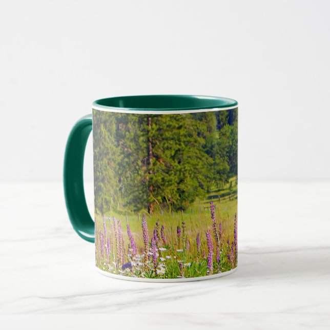 Taza Escena de la naturaleza, verde, violeta, pradera,  (Anverso izquierdo)