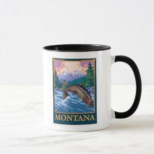 Taza Escena de la pesca con mosca - Montana