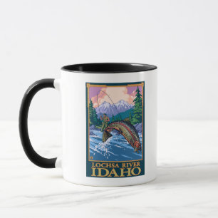 Taza Escena de la pesca con mosca - río de Lochsa,