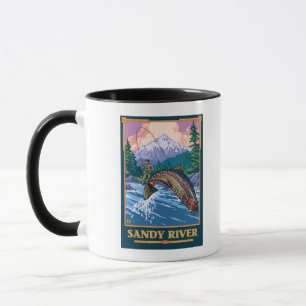 Taza Escena de la pesca con mosca - río de Sandy,