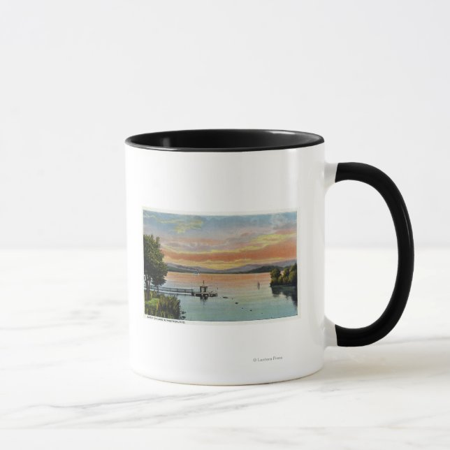 Taza Escena de la puesta del sol en el lago (Derecha)