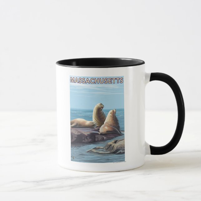 Taza Escena de leones en el mar de Massachusetts (Derecha)