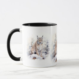 Taza Escena de navidades con un gato Lynx