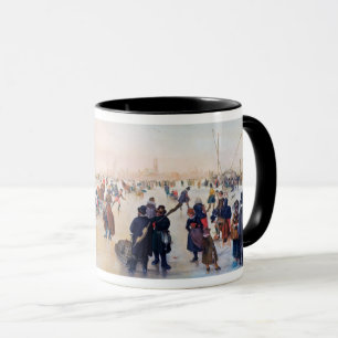 Taza Escena De Patinaje Hielo. Regalo de Navidades Bell