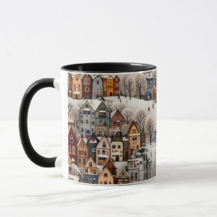 Taza Escena de pueblo invernal Pueblo nevado acogedor