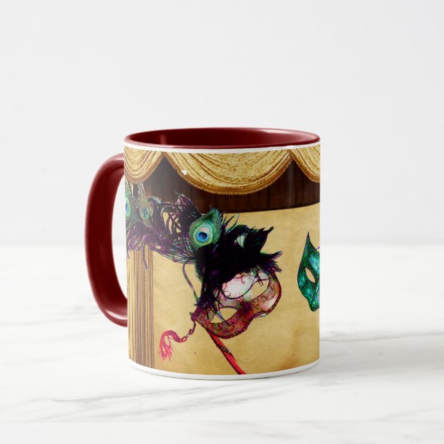 TAZA ESCENA DE TEATRO MASQUERADE MASKS DE MARDI GRAS (Anverso izquierdo)