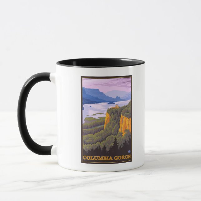 Taza Escena del desfiladero del río Columbia con punto  (Izquierda)