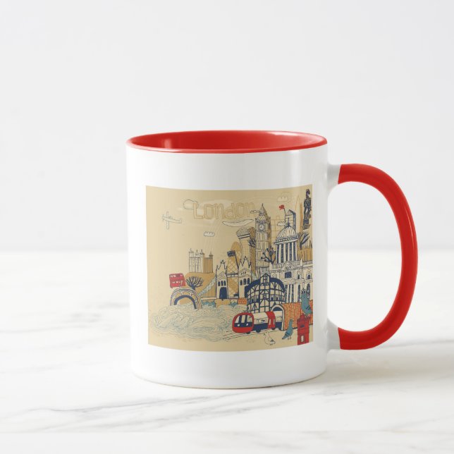 Taza Escena del Doodle de Londres (Derecha)