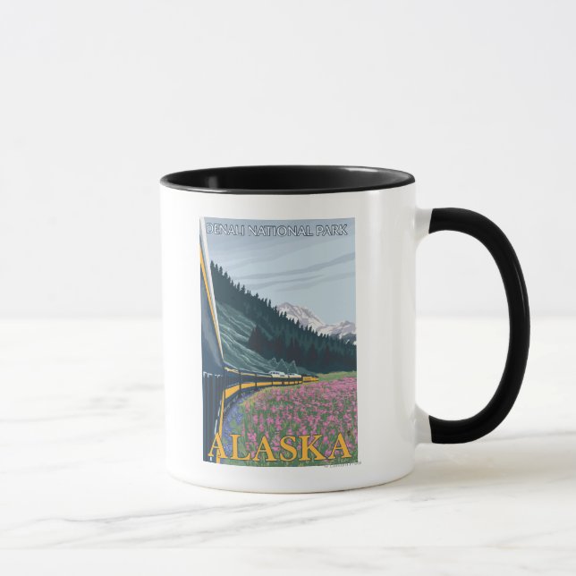 Taza Escena del ferrocarril de Alaska - Parque Denali N (Derecha)
