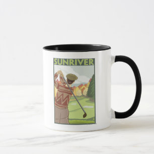 Taza Escena del Golfer - Río Sun, Oregón
