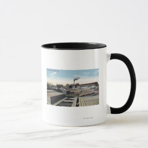 Taza Escena del molino de la madera de construcción del
