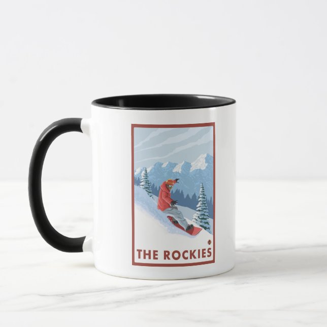 Taza Escena Del Snowboard - Las Rockies (Izquierda)