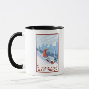 Taza Escena del Snowboarder - pico del glaciar,