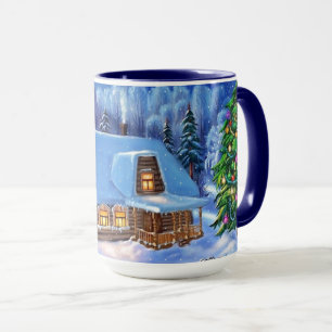 Taza Escena invernal de diciembre, temporada navideña