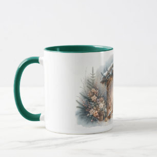 Taza Escena rústica del Nacimiento con Florales de Invi