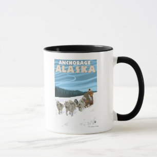Taza Escena Sledding del perro - Anchorage, Alaska