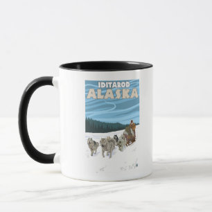 Taza Escena Sledding del perro - Iditarod, Alaska