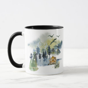 Taza Escenario de bosque acuático