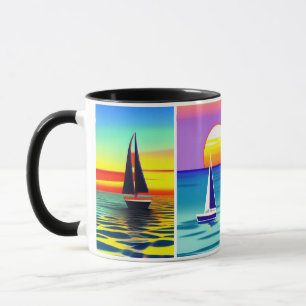 Taza Escenario relajante de 4 imágenes en velero