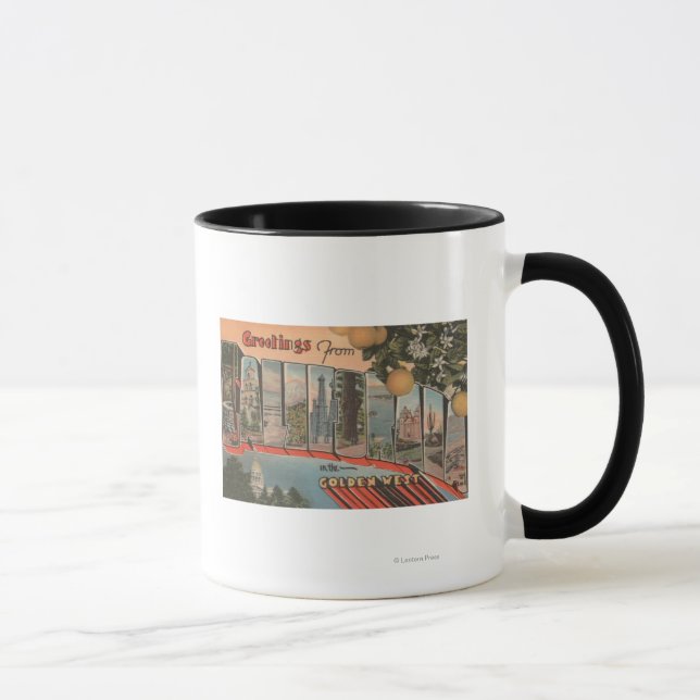 Taza Escenas de letras grandes de California (Oeste Dor (Derecha)
