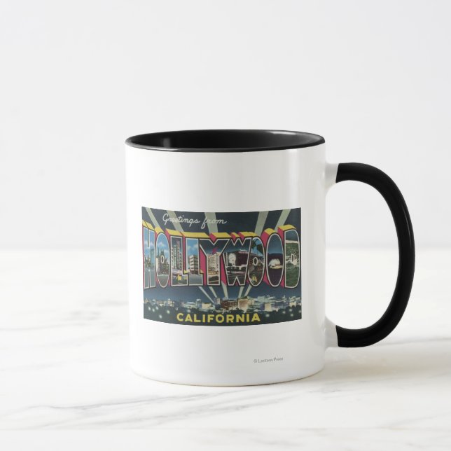 Taza Escenas de letras grandes de Hollywood, California (Derecha)