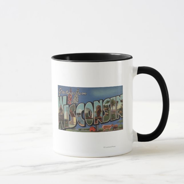 Taza Escenas de letras grandes de WisconsinWisconsin (Derecha)