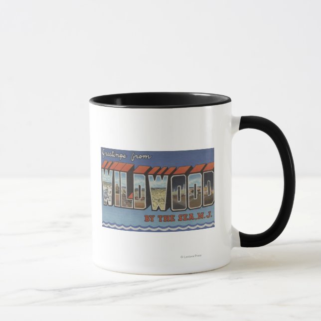 Taza Escenas de letras grandes - Wildwood-By-The-Sea, N (Derecha)