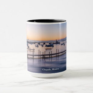 Taza escenografía matutina del lago en chapala méxico